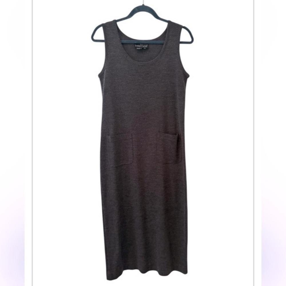 Vintage Carole Little Gray Cottagecore Lagenlook Sleeveless Pocket Dress PM